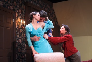 Playing Estelle in No Exit with Christopher Wharton and Regina Blandon; play directed by Derek Ahonen